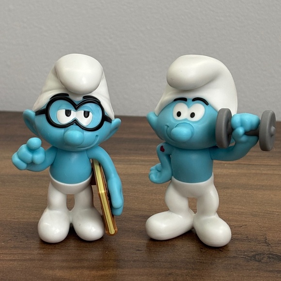 The Smurfs BRAINY & HEFTY Kids Meal Toy Figures Burger King 2024  Cake Toppers - Picture 1 of 10